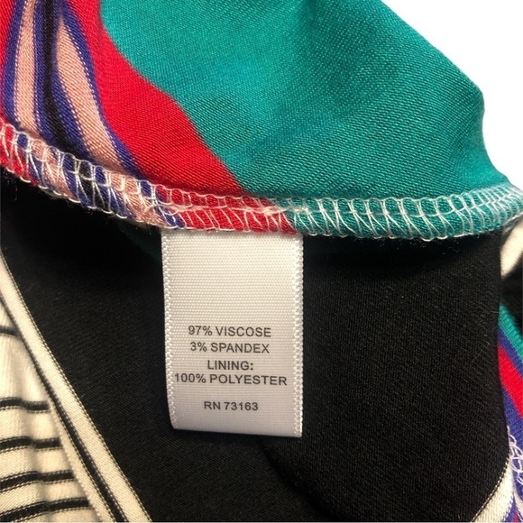 Spense Multi-Striped Sleeveless Maxi Ruched Side Summer Beachy Leisure Dress L - Picture 9 of 10